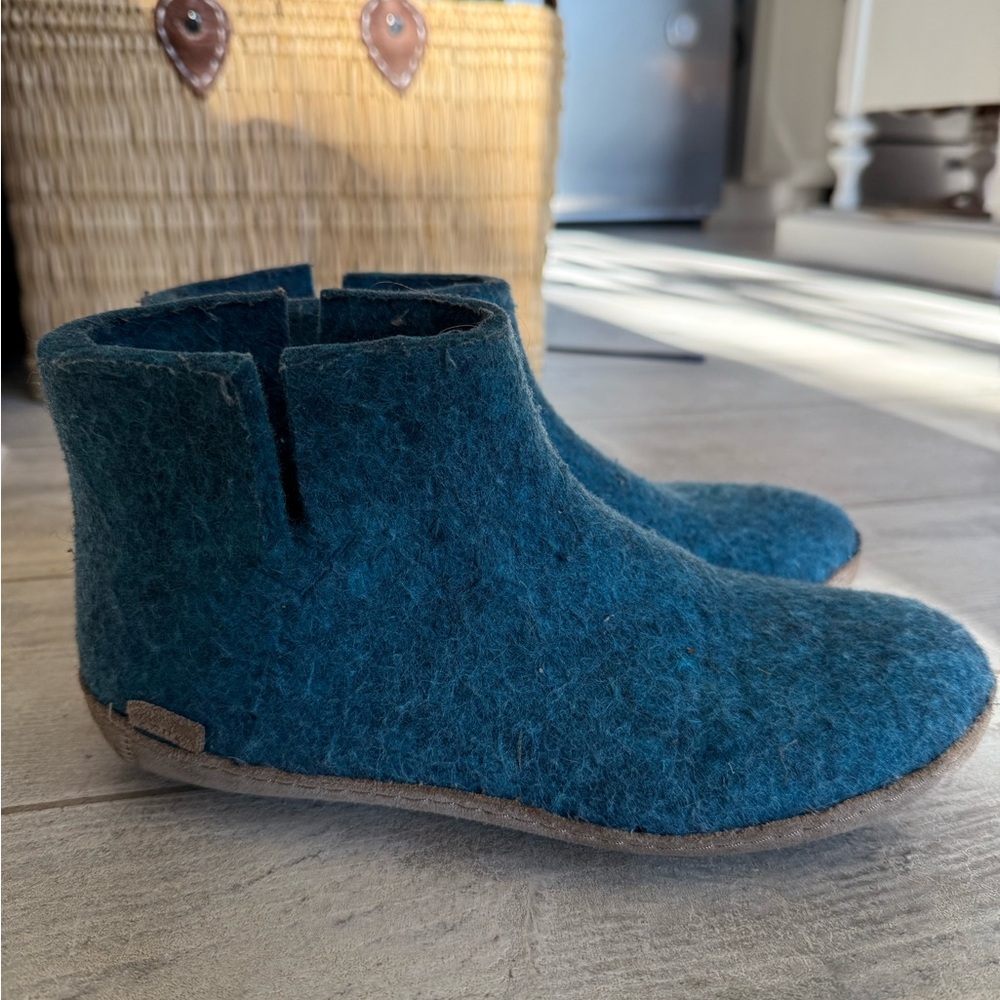 Glerups Felt Ankle Boots Ocean Blue